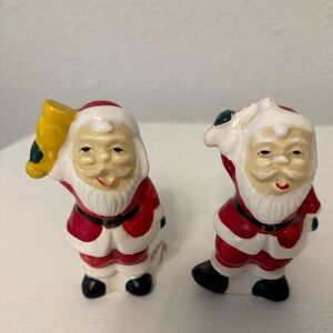 Antique Retro Santa Salt Pepper Shakers Holding Bell Candycane Japan
